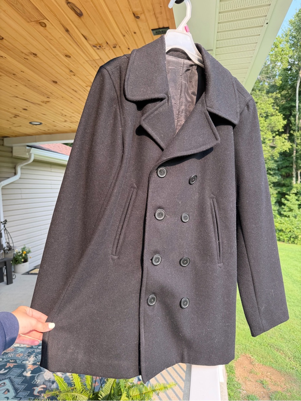 Women’s Black Double-Breasted Wool Peacoat